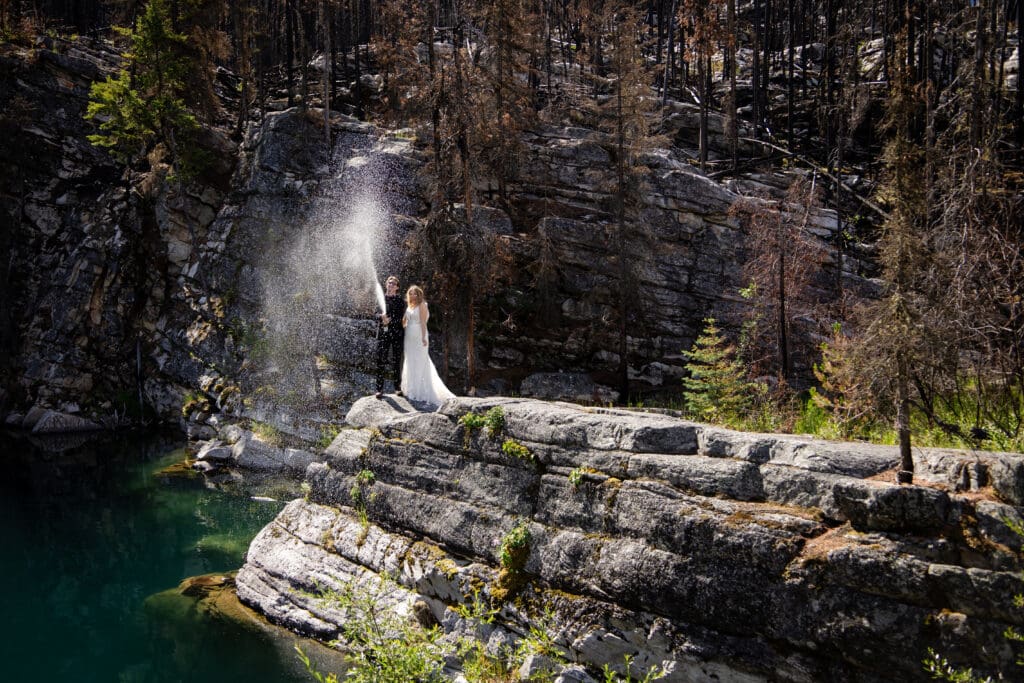 Adventure Elopement Ideas - Celebrate with a champagne pop 